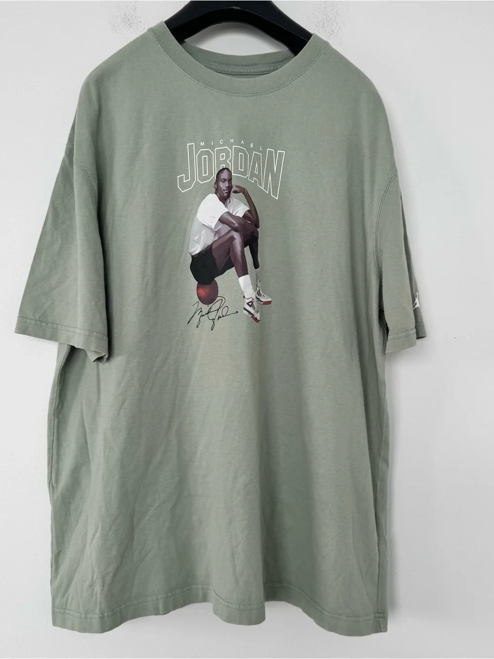 Nike Air Jordan Graphic T-Shirt Mens L Sage Green Michael Jordan Photo Print